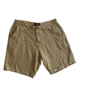 Jachs New York Shorts Mens 33 Tan Linen Blend Tribeca Flat Front Casual Summer